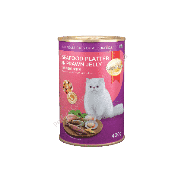 Smart Heart canned seafood platter in prawn jelly wet food